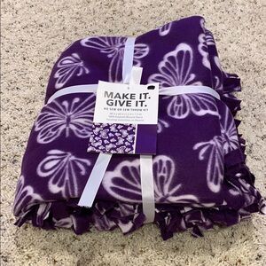 Purple Butterfly Hand Tied Fleece Blanket